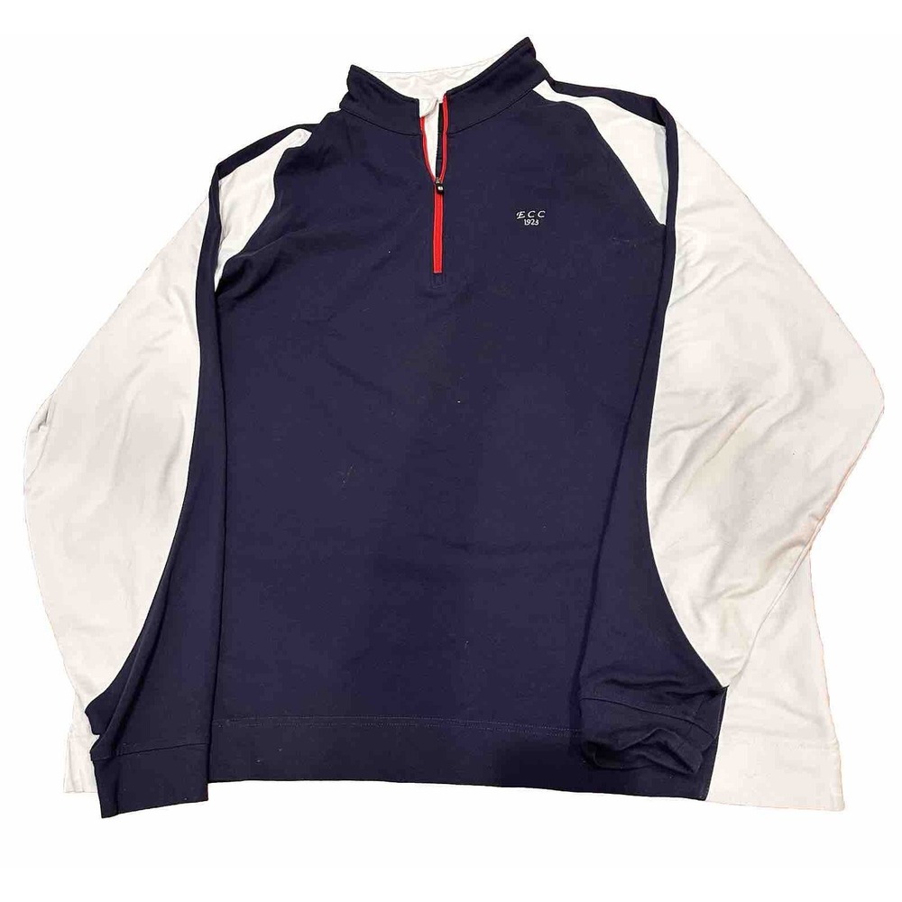Footjoy Jacket Men's XL Navy White Quarter Zip‎ Stretch Performance Golf Sweater